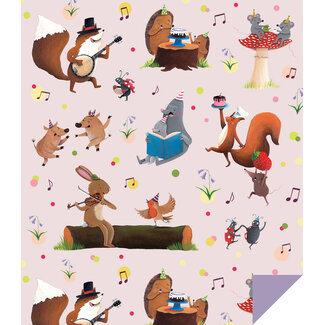 Waldfest-Geschenkpapier, Rückseite lila