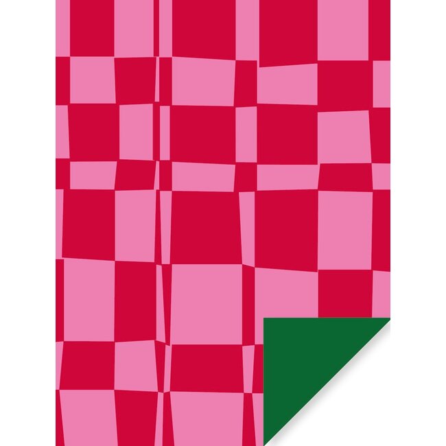 Check Pink/red/green inpakpapier
