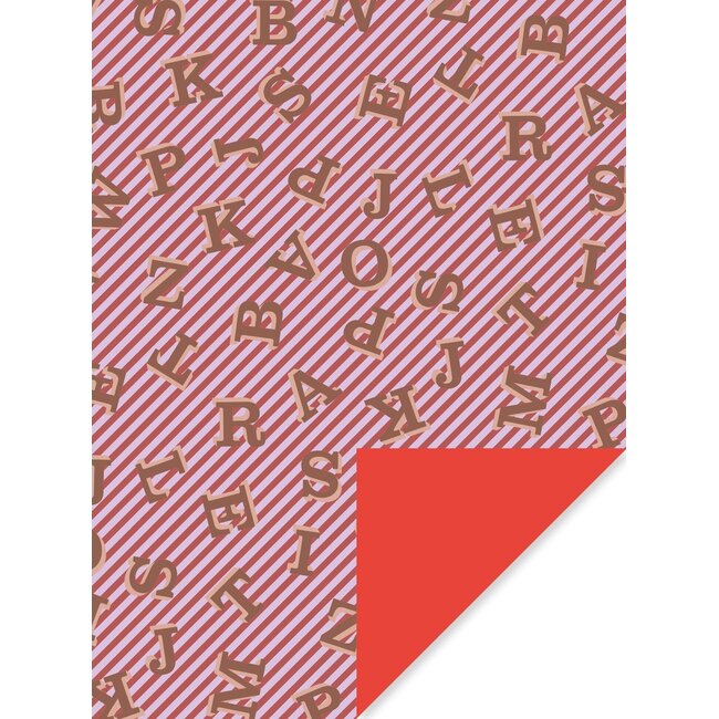 Chocolate letters in lilac and red giftwrapping