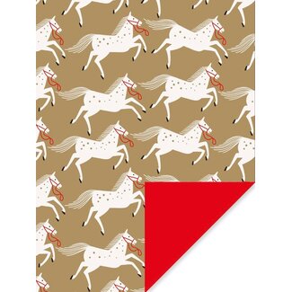 Paard OZOSNEL Goud/rood inpakpapier