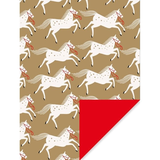 Paard OZOSNEL Goud/rood inpakpapier