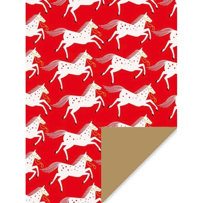 Pferd OZOSNEL – rotes/goldenes geschenkpapier