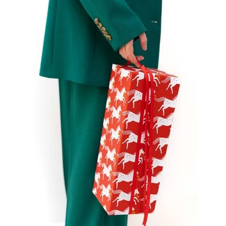 Pferd OZOSNEL – rotes/goldenes geschenkpapier