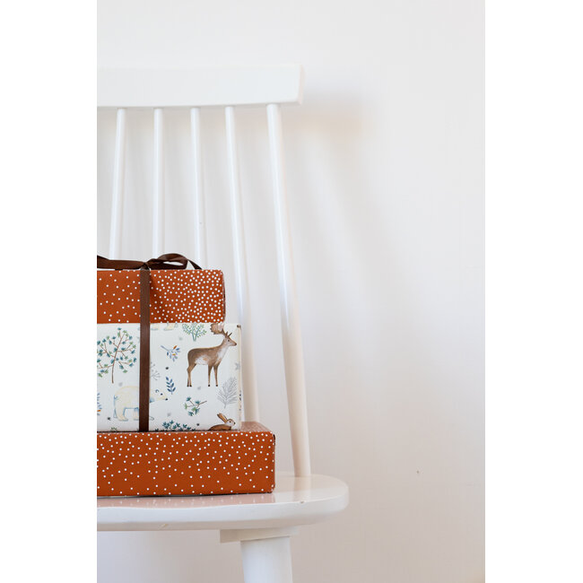 Dots caramel/lightbleu giftwrapping paper
