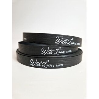 Mit lieben Grüßen, Weihnachtsmann – schwarz-weißes Geschenkband