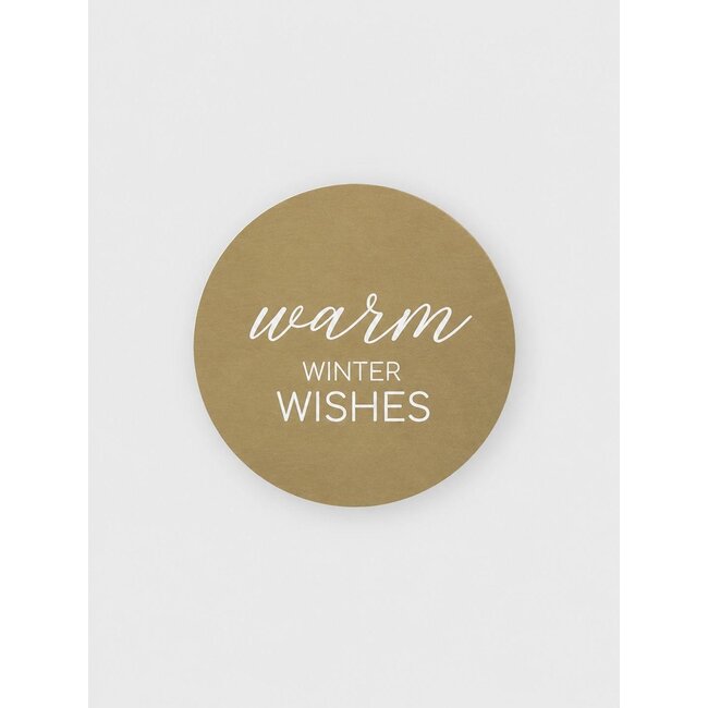 „Warm winter wishes“ – Etiketten in Gold und Weiß