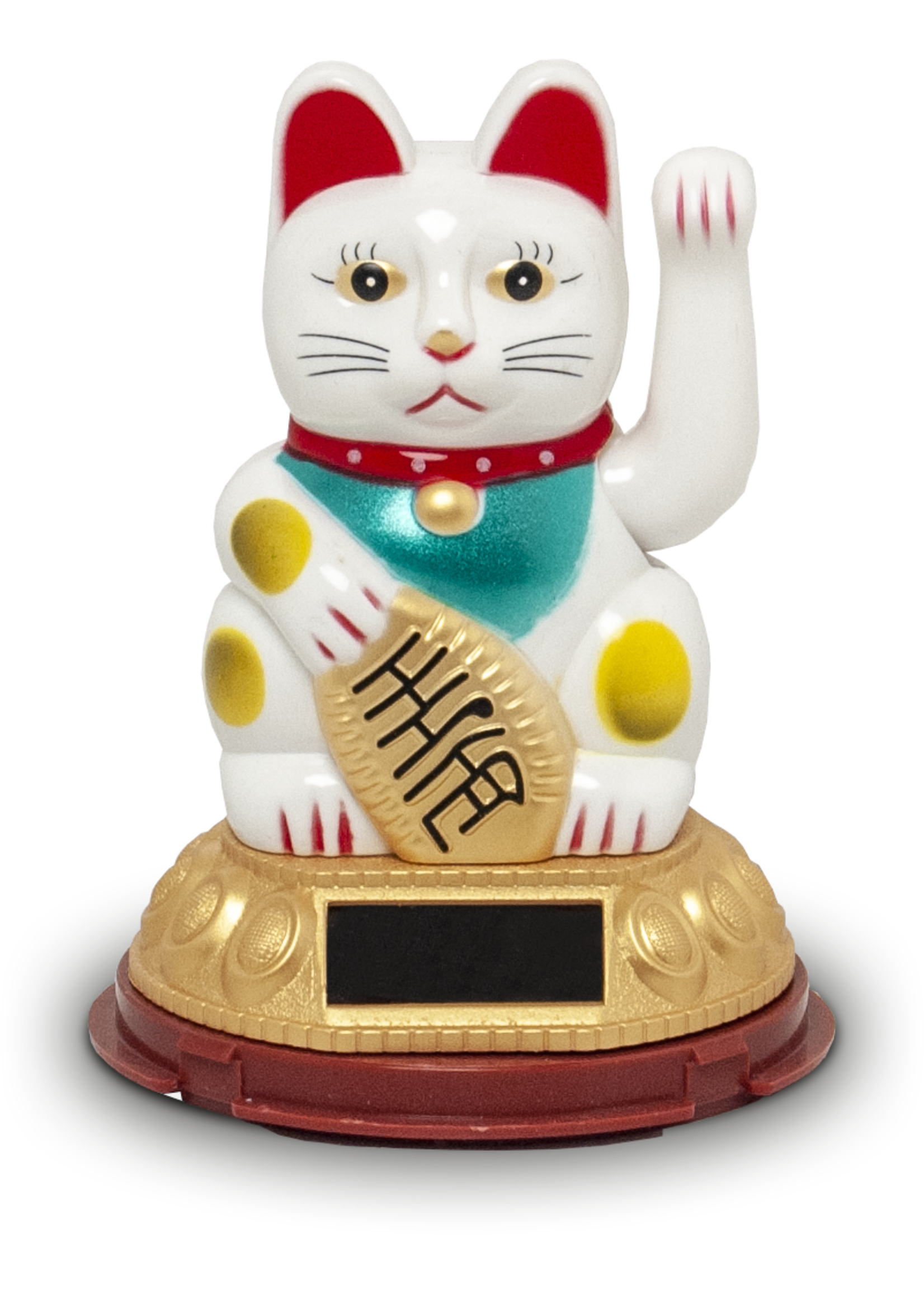 Edo Japan Lucky Cat Solar Type 12cm White