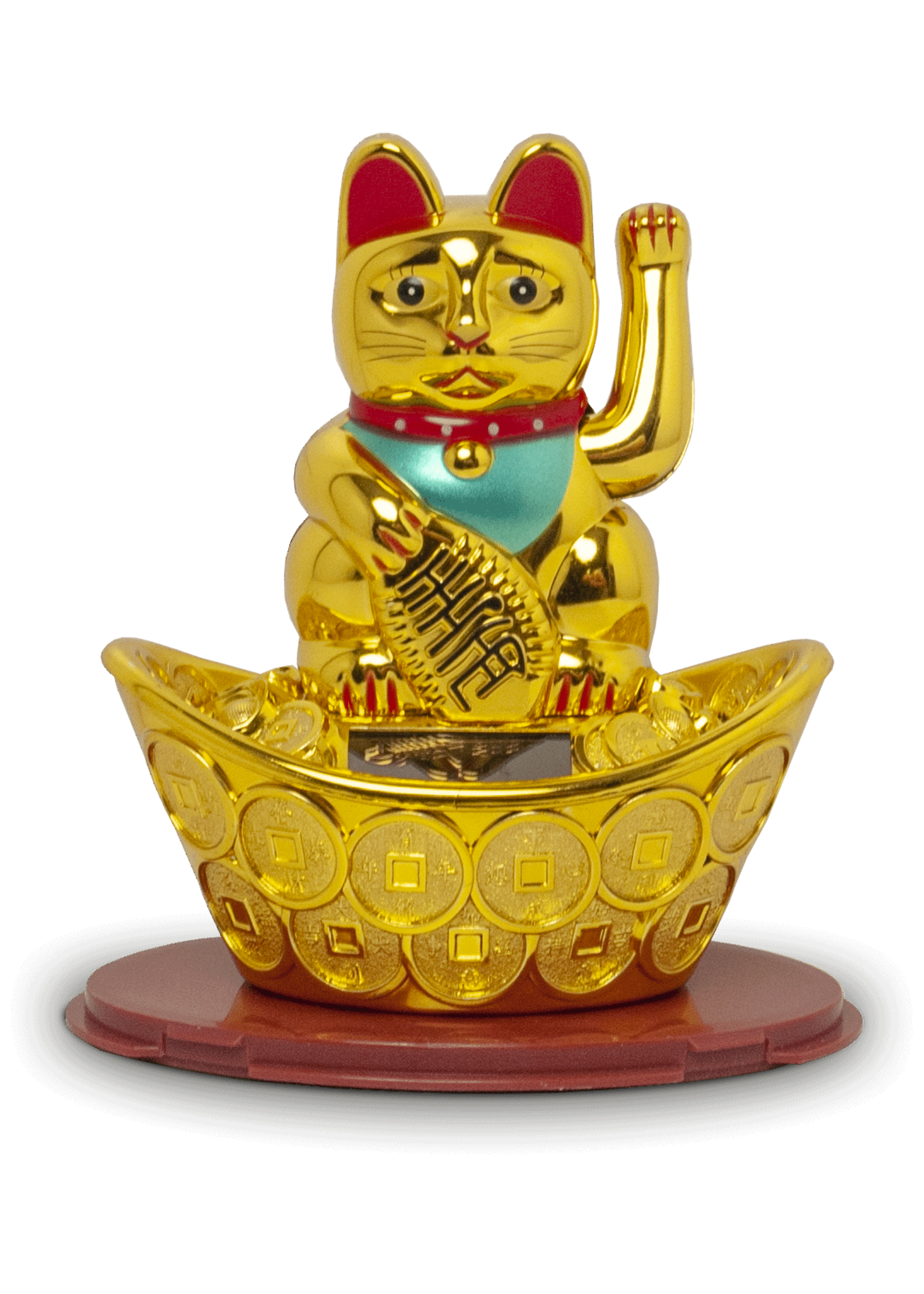 Edo Japan Lucky Cat Solar Type 12cm Goud