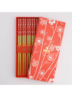 Tokyo Design Studio Chopstick Set Red Flower, 5 pairs, giftbox