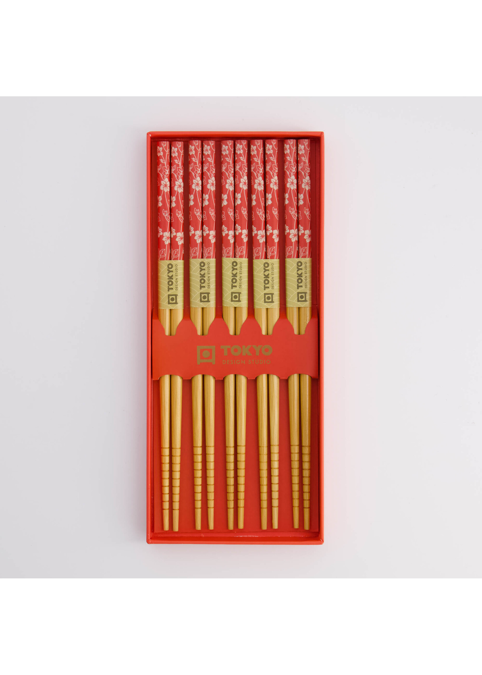 Tokyo Design Studio Chopstick Set Red Flower, 5 paar, giftbox