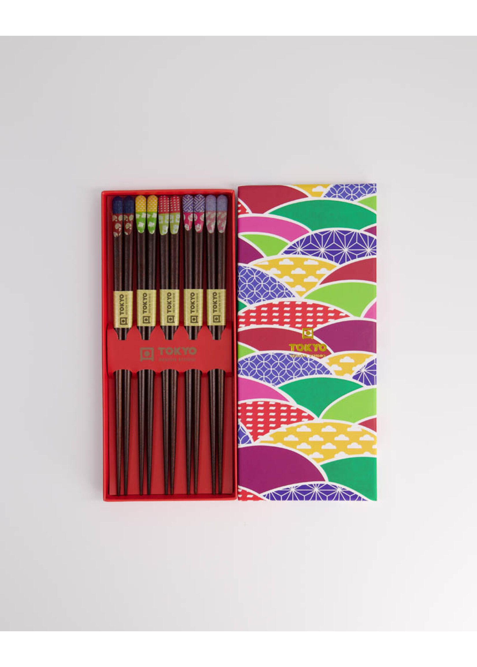 Tokyo Design Studio Chopstick Set Wooden Multi Color, 5 paar, giftbox