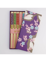 Tokyo Design Studio Chopstick Set Dark Blue Sakura, 5 paar, giftbox