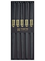 Tokyo Design Studio Chopstick 5 pair Glassfibre Black, Pentagon shape