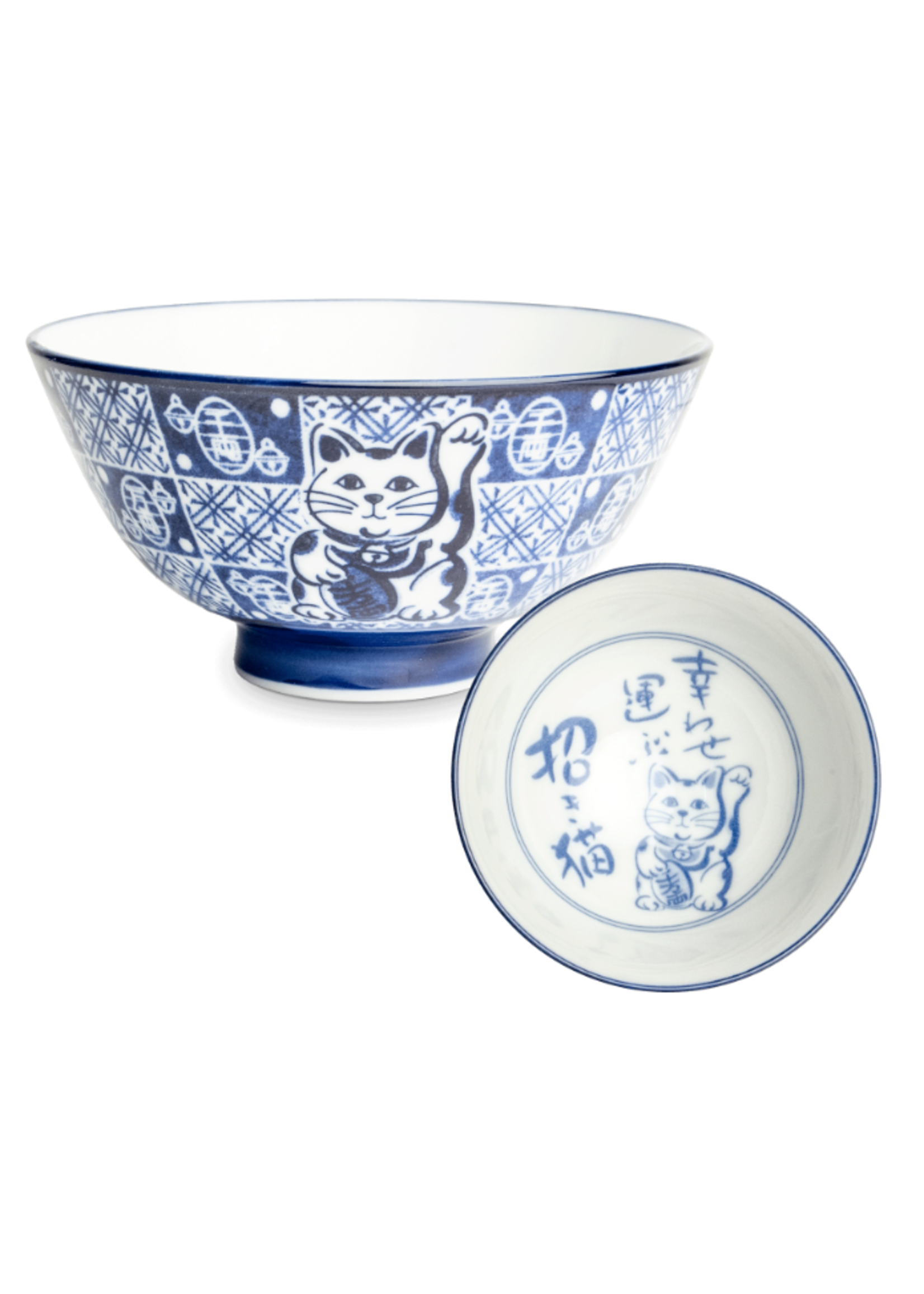 Edo Japan Lucky Cat 4-pc Bowlset, 12x5.5cm, chopsticks, giftbox