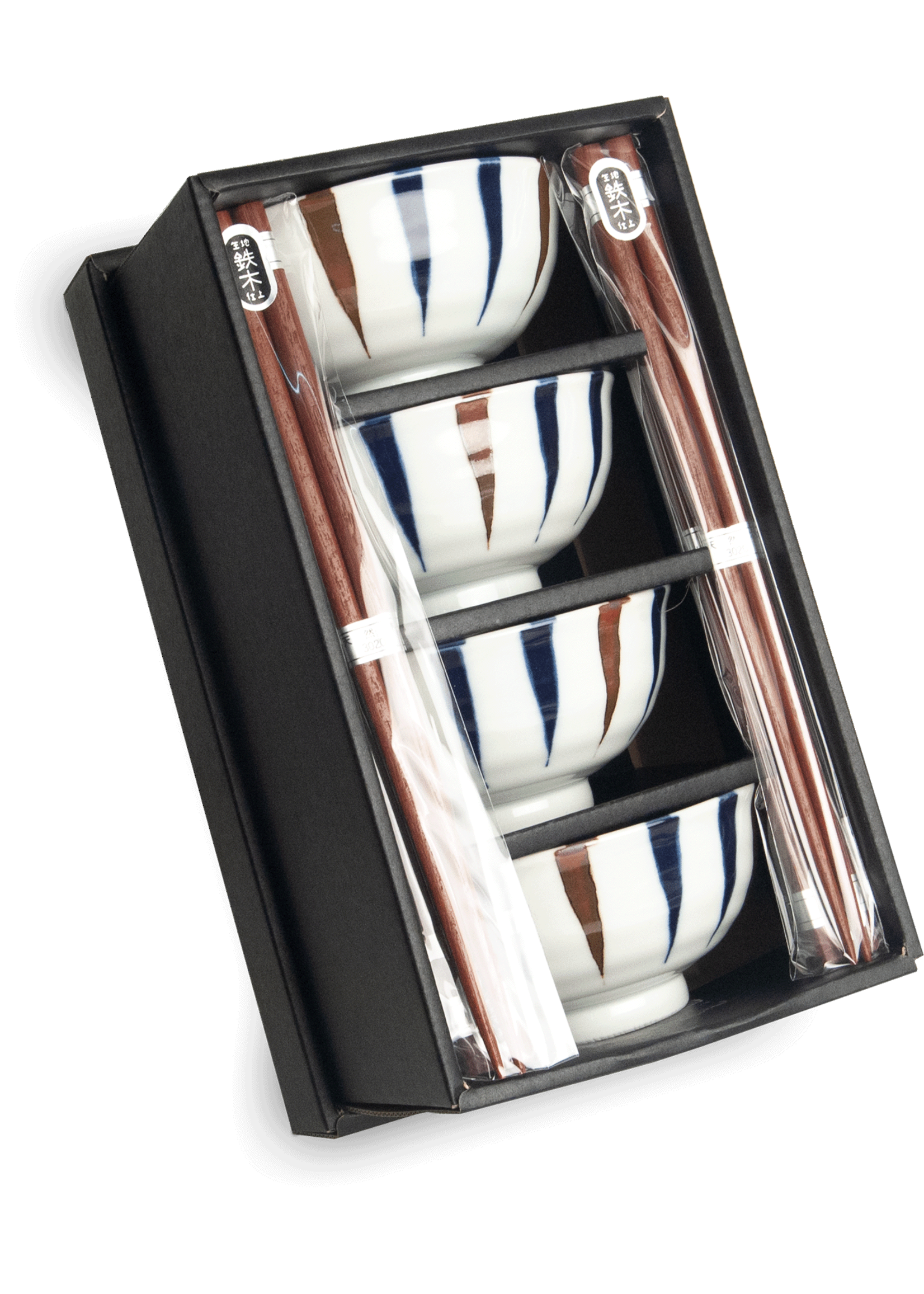 Edo Japan Stripes, Japanse kommenset 4 stuks, 12x5.5cm, chopsticks, giftbox