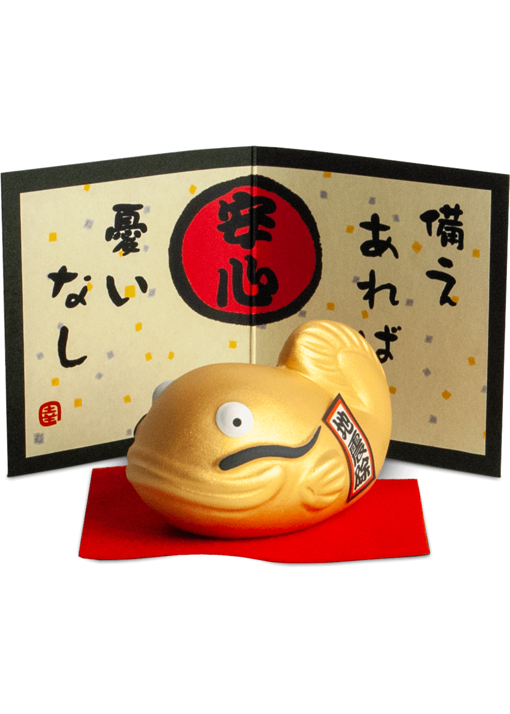 Edo Japan Lucky Charm Fish, 8x5x5cm, Gold