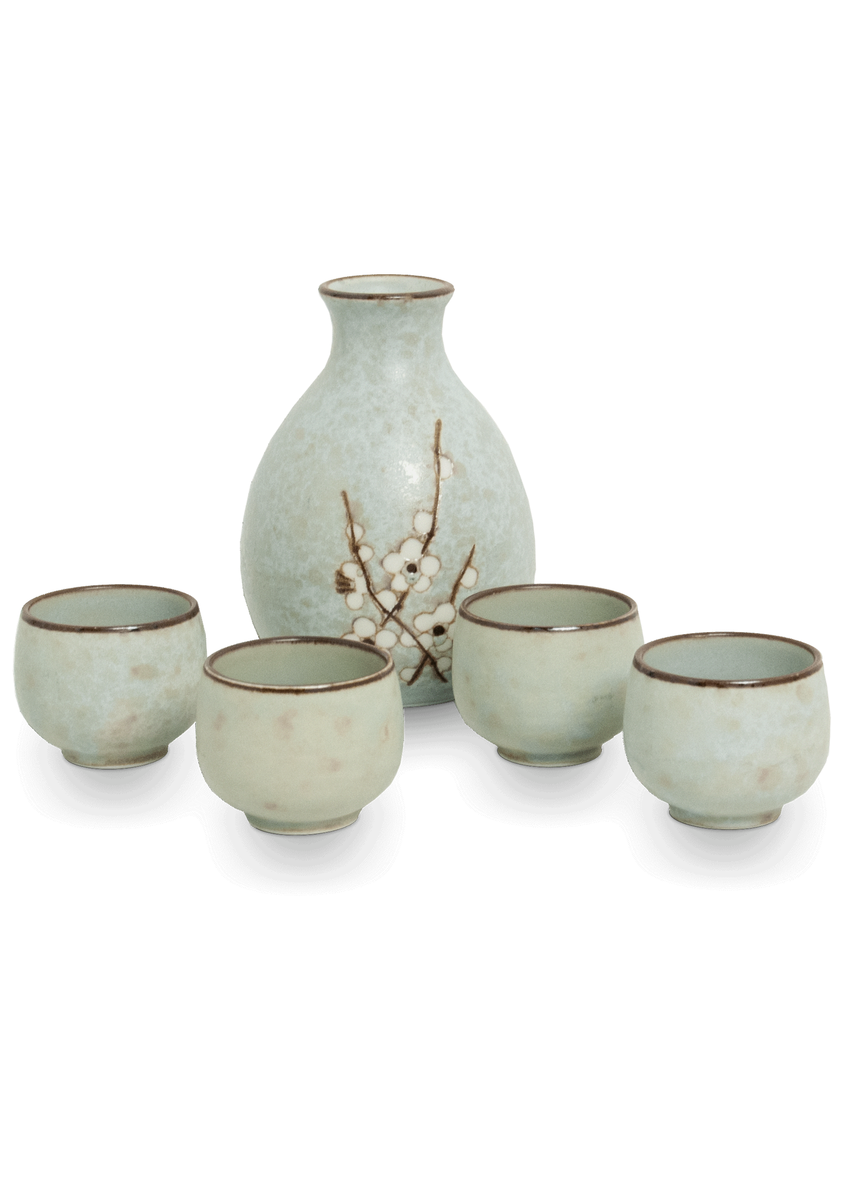 Edo Japan Sake Set Edo Hanagreen, 5-pcs set, giftbox, made in Japan