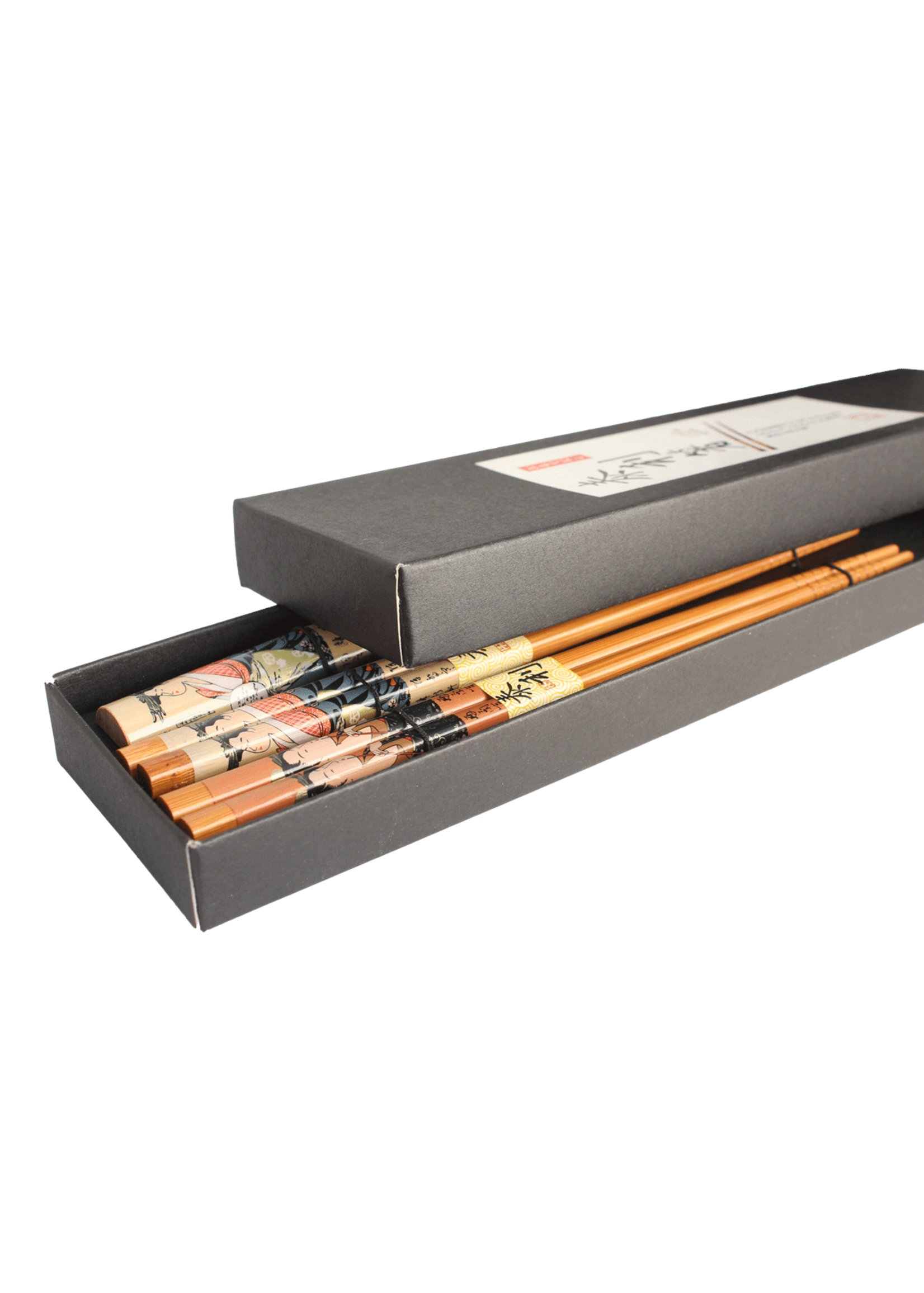 Edo Japan Chopstick set/2 pair , 22,5cm + 2 stones, Geisha theme, giftbox, 22,5cm