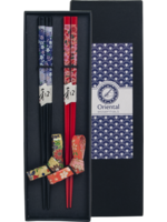 Edo Japan Chopstick set/2 pair , 22,5cm + 2 stones, Flower theme, giftbox