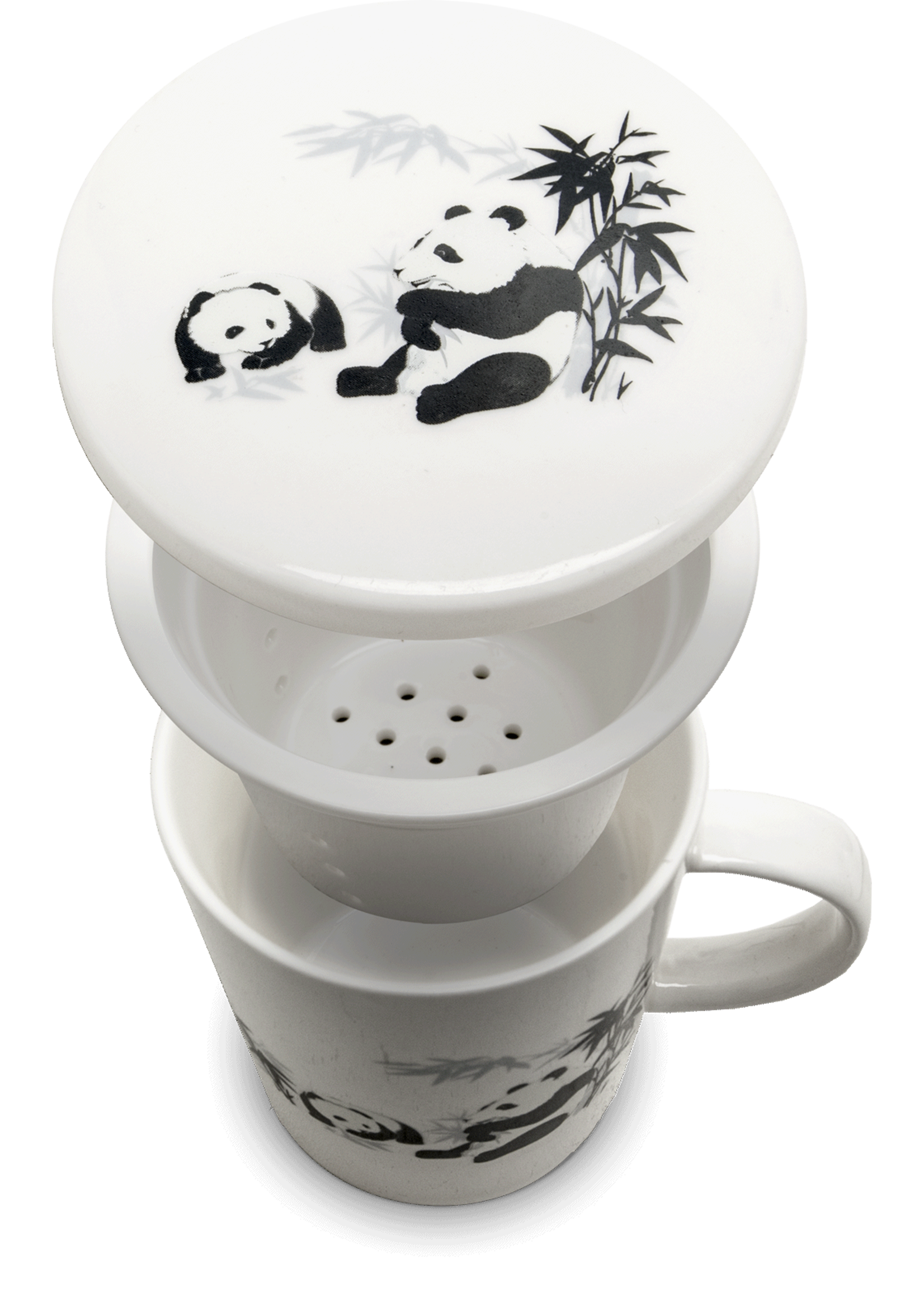 Edo Japan Edo Teamug set, Panda, porcelain filter, giftbox
