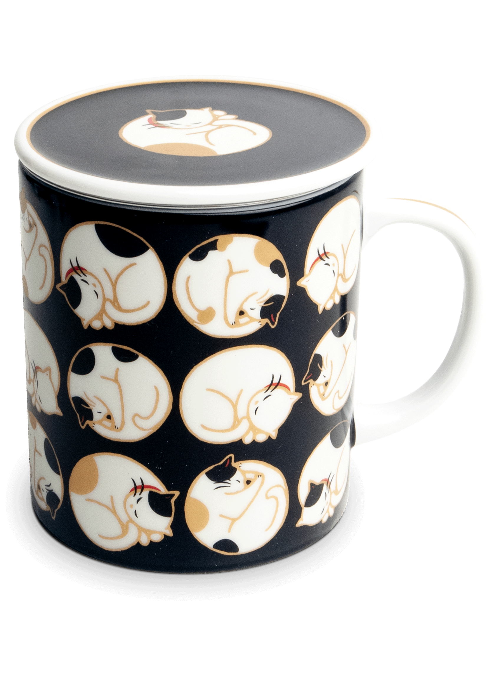 Edo Japan Edo Teamug set, Sleepy Cats, inox filter, 350ml, made in Japan