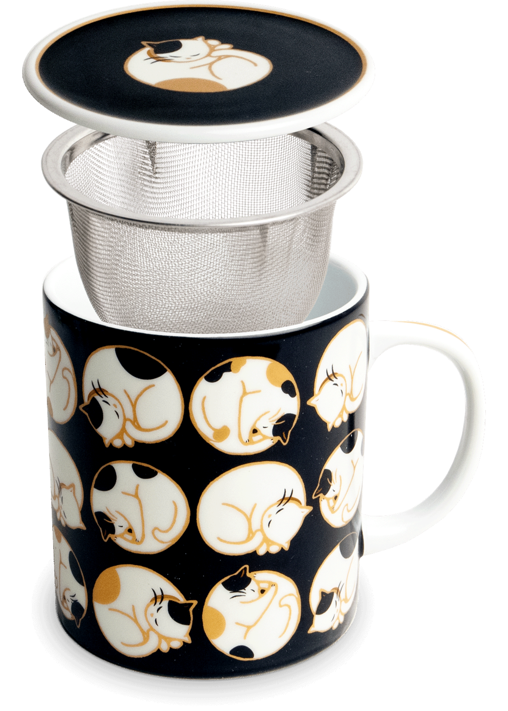 Edo Japan Edo Teamug set, Sleepy Cats, inox filter, 350ml, made in Japan