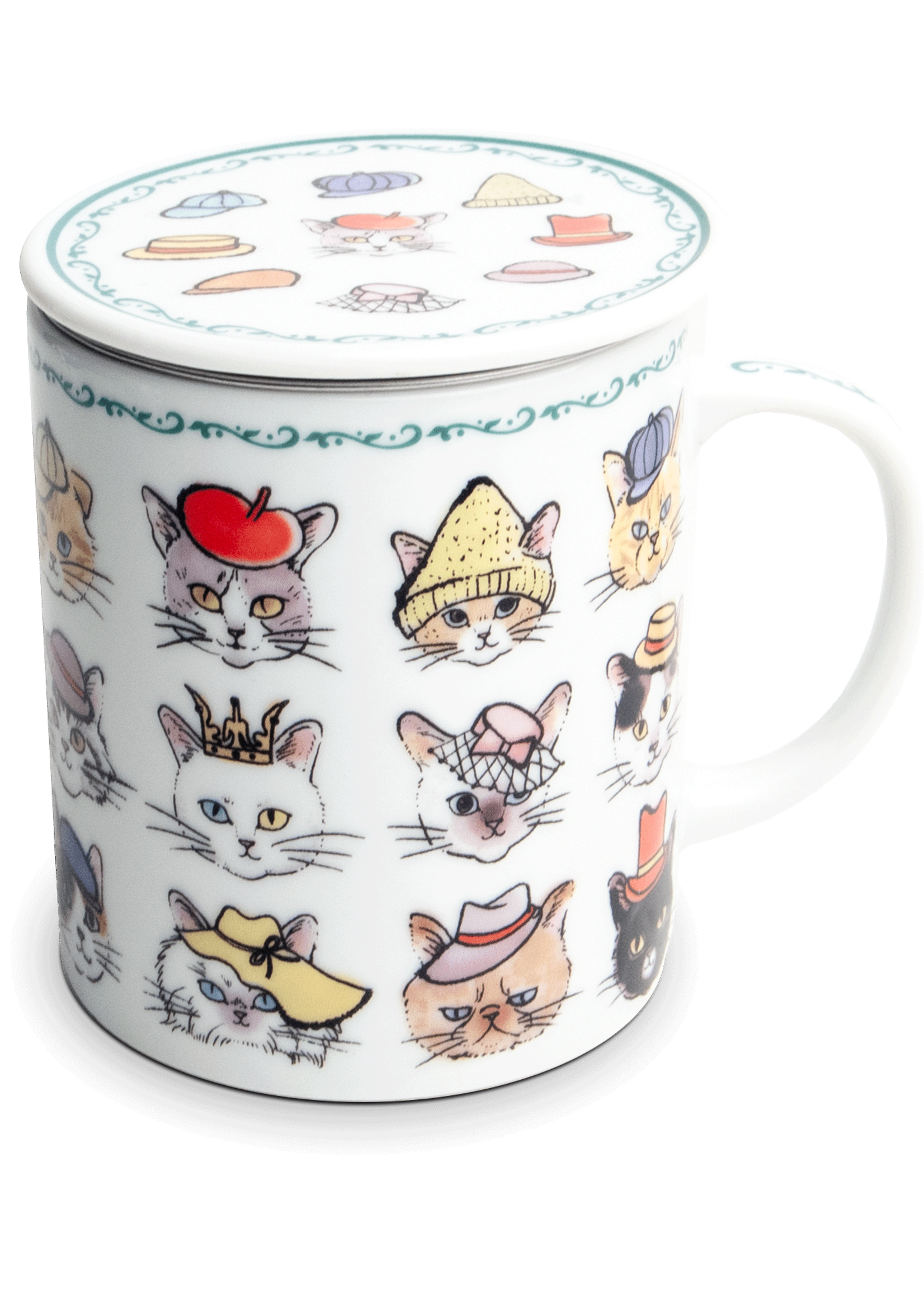 Edo Japan Edo Teamug set, Cats & Hats, inox filter, 350ml, made in Japan