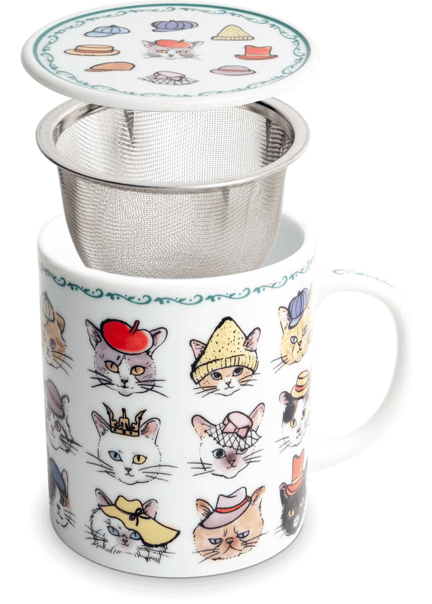 Edo Japan Edo Teamug set, Cats & Hats, inox filter, 350ml, made in Japan