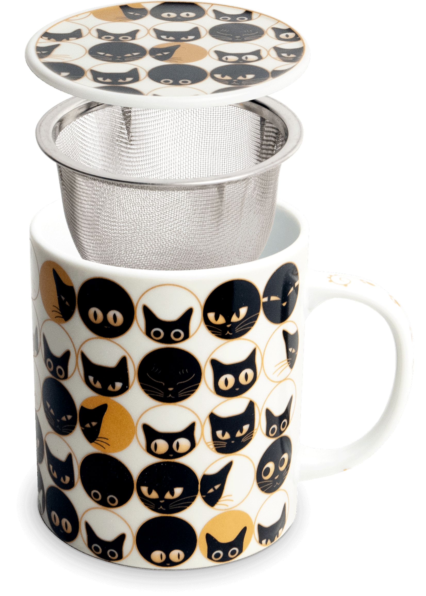 Edo Japan Edo Teamug set, Cats Expressions, inox filter, 350ml, made in Japan