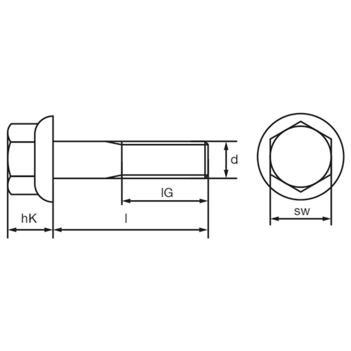 Kayo Sechskantschrauben 6x16 mm mit Flansch DIN 6921 A2