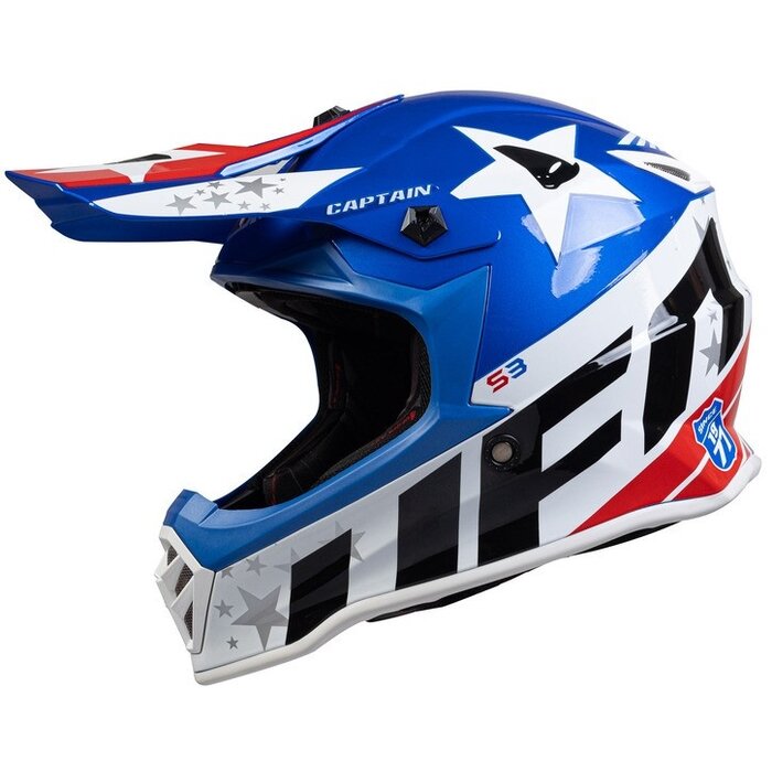 UFO Kinder Helm Captain weiss blau rot