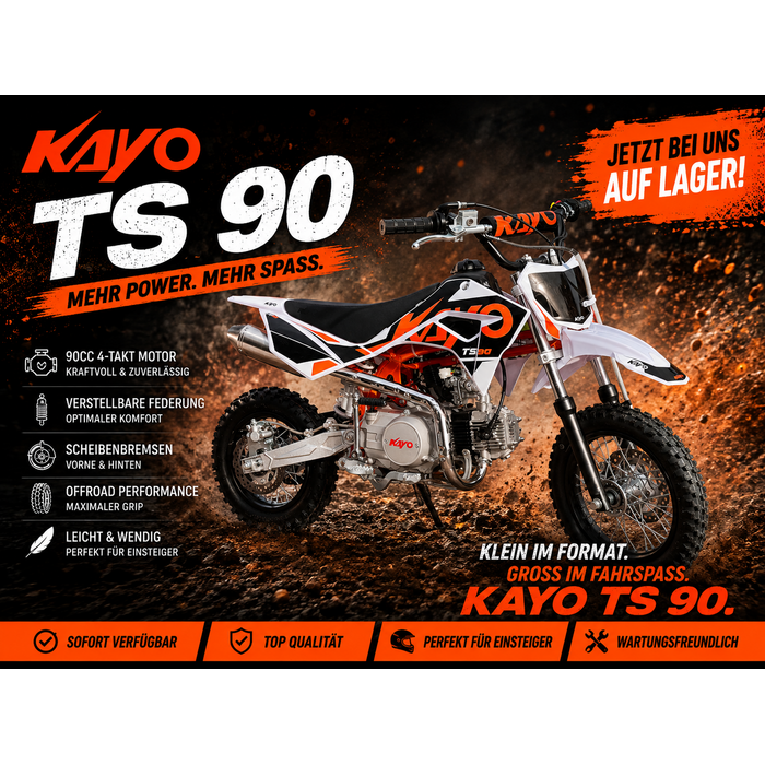 Kayo Dirtbike TS90 mit 10/12“ Räder Semiautomatik - E-Start