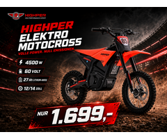 Highper Elektro Motocross KMG HP 130 E 4500W 60 Volt 27Ah Lithium Akku 12/14