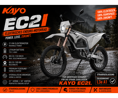 Kayo EC2I elektrisches Enduro-Motorrad, Straßenzulassung