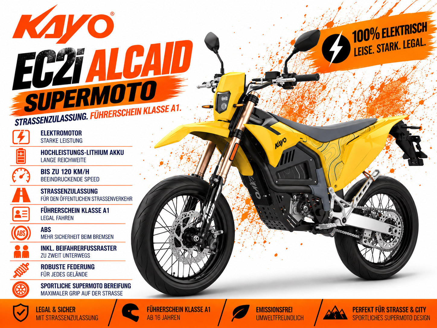 Kayo EC2I Alcaid elektrisches Motorrad mit Straßenzulassung