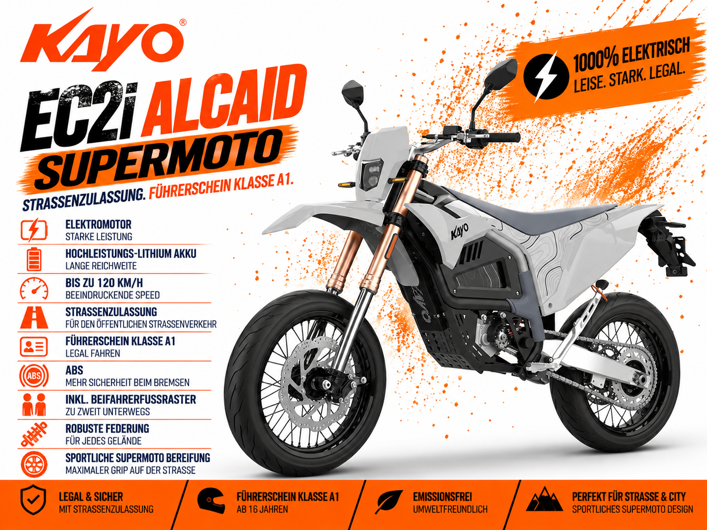 Kayo EC2I Alcaid elektrisches Motorrad mit Straßenzulassung