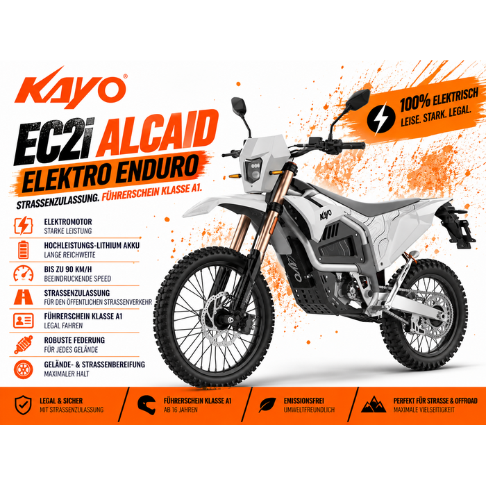 Kayo EC2I elektrisches Enduro-Motorrad, Straßenzulassung