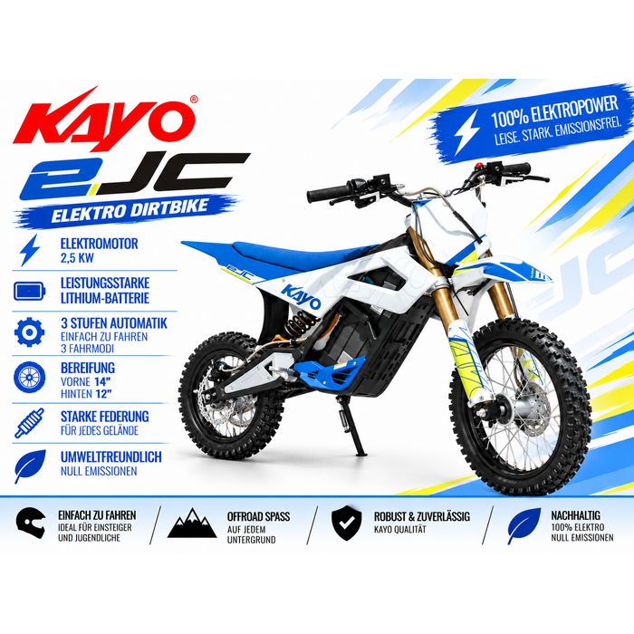 Kayo Dirtbike Elektro ejC - 2500 Watt Lithium 57.6V 17.85Ah