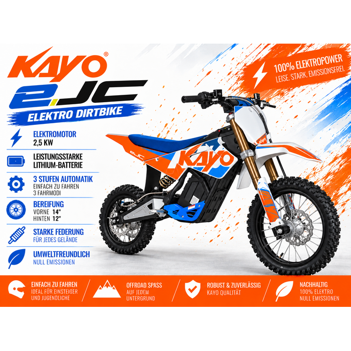 Kayo Dirtbike Elektro ejC - 2500 Watt Lithium 57.6V 17.85Ah