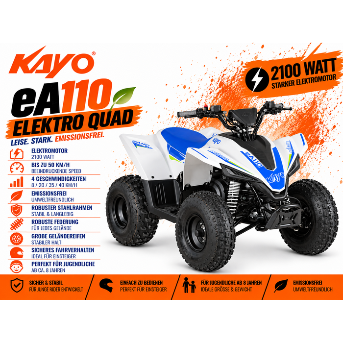 Kayo Kinderquad Elektro eA110 Spitzenleistung bis 2100W 48V