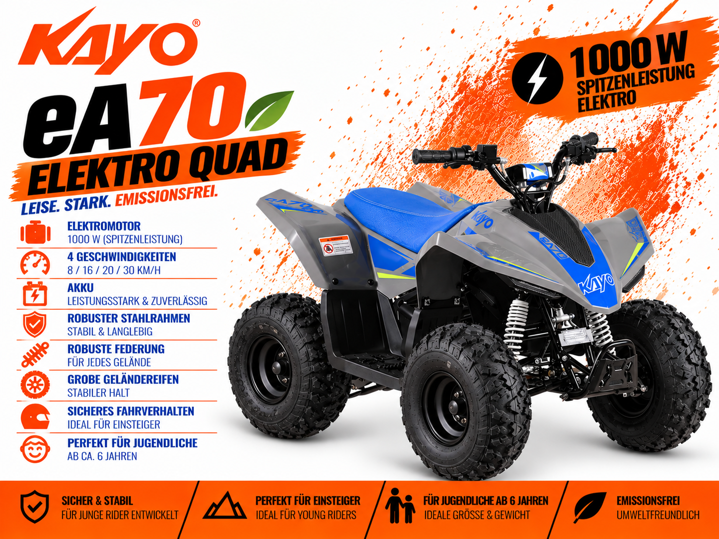Kayo EA70 Elektro Kinderquad