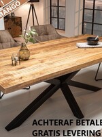 Eettafel Mangohout Kruispoot New York ZWART