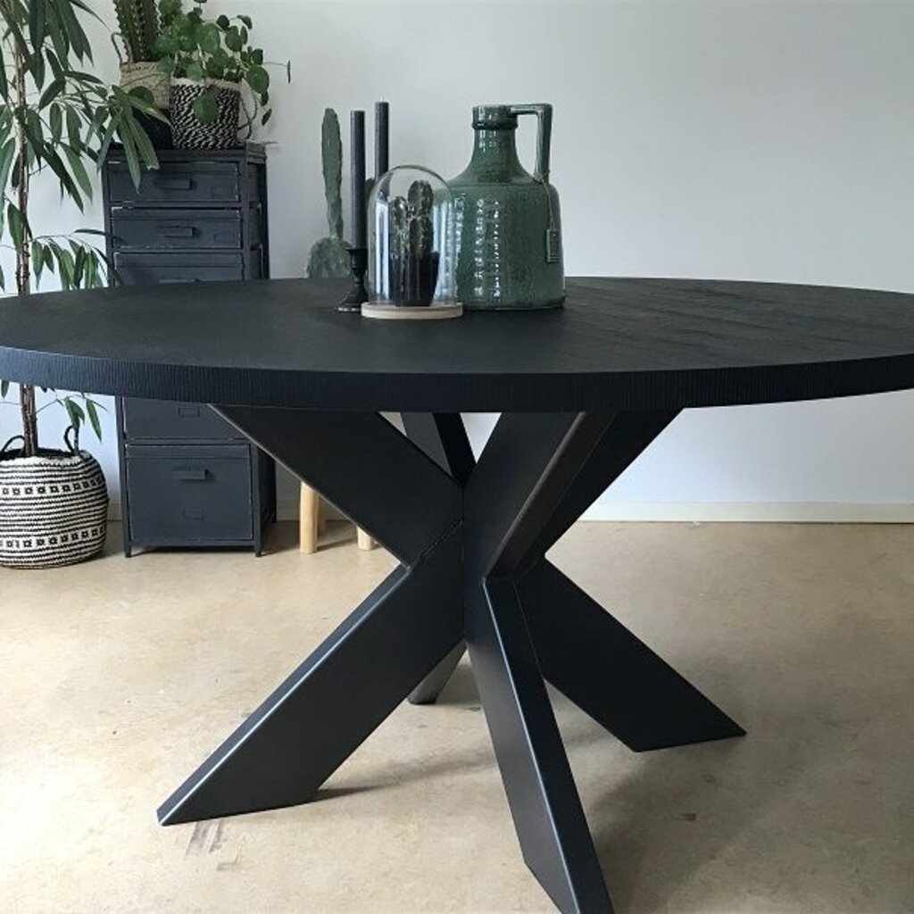 Ronde eettafel Las Vegas Mangohout Zwart