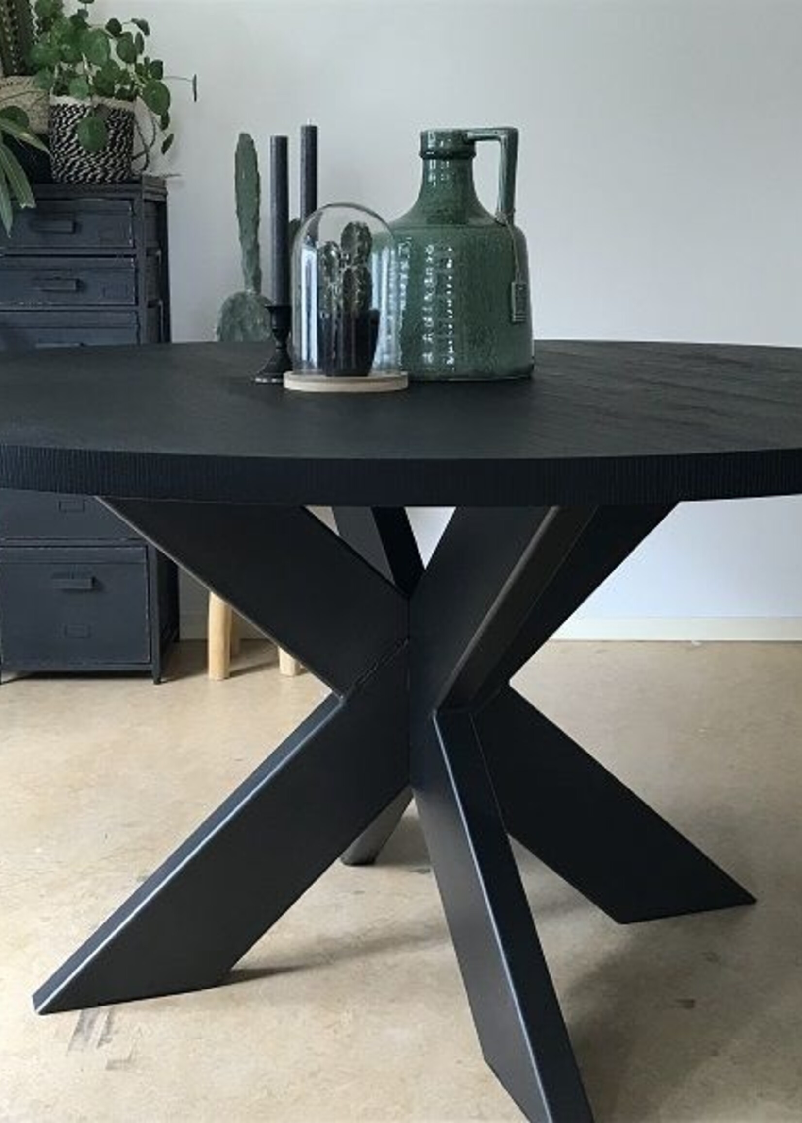 Ronde eettafel Las Vegas Mangohout Zwart