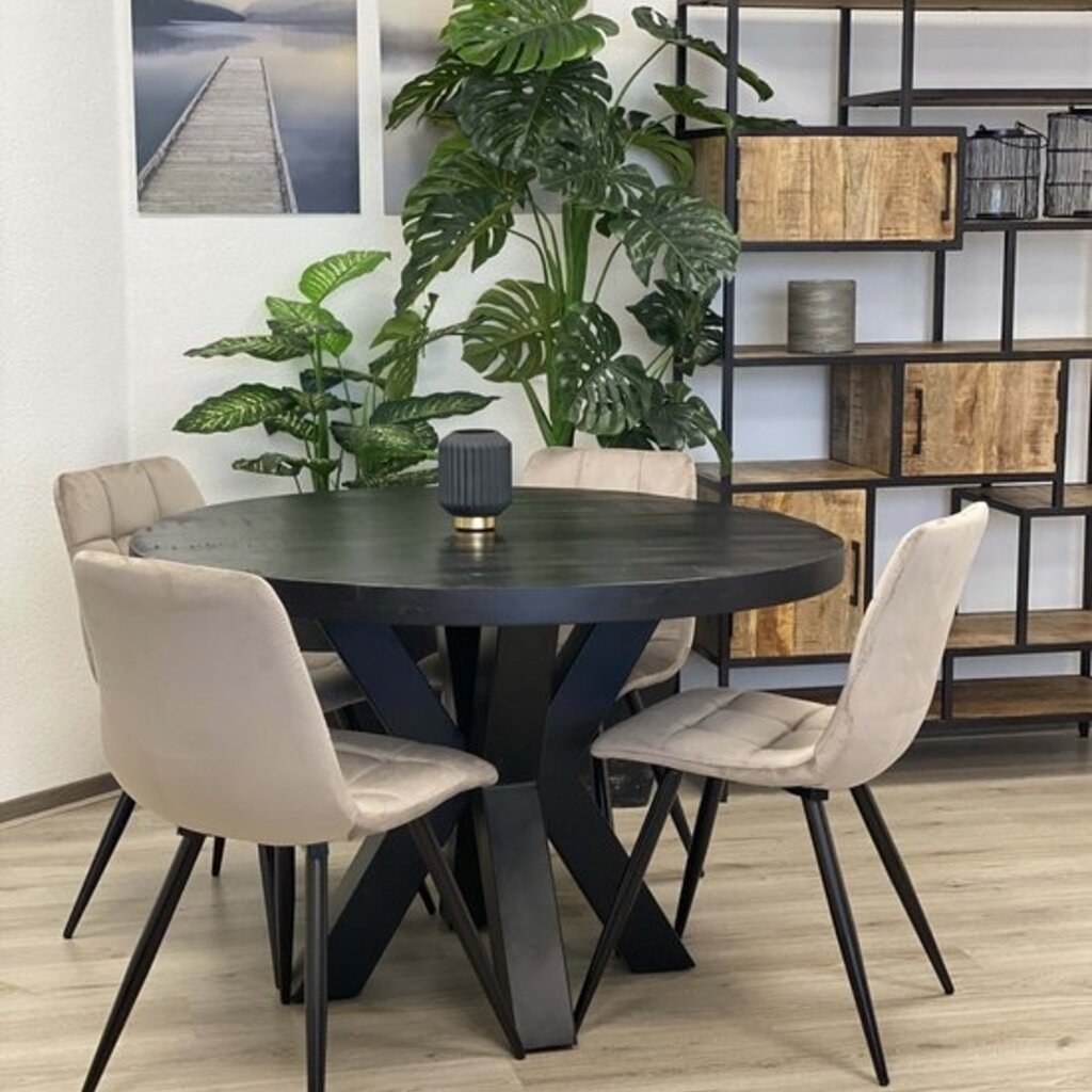 Ronde eettafel Las Vegas Mangohout Zwart