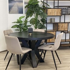 Ronde eettafel Las Vegas Mangohout Zwart