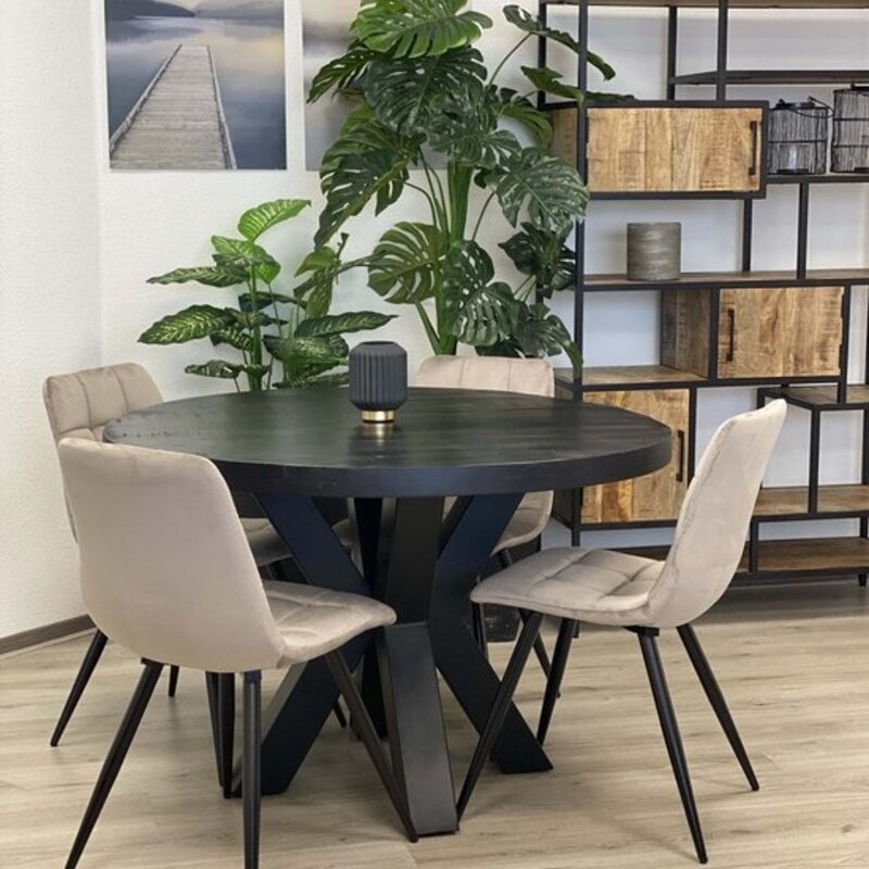 Ronde eettafel Las Vegas Mangohout Zwart