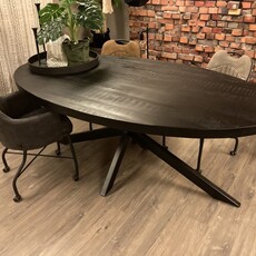 Ovaal eettafel Mangohout zwart Birmingham