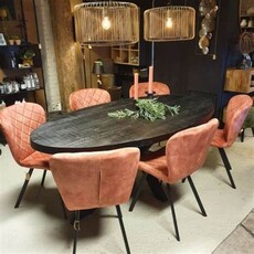 Ovaal eettafel Mangohout zwart Birmingham