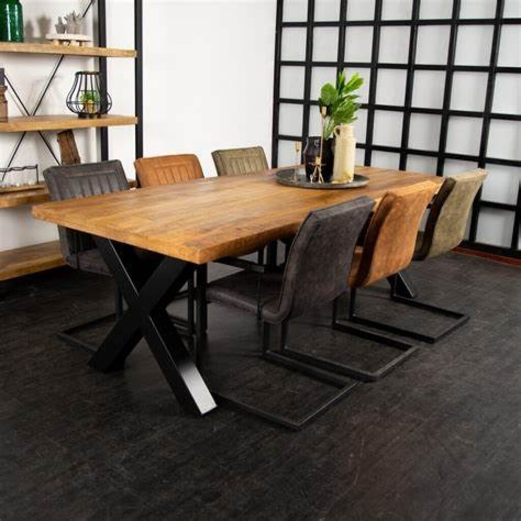 Rechthoek eettafel Mangohout X poot Glasgow